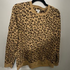 Croft & Barrow Crew Neck Brown Leopard Sweater